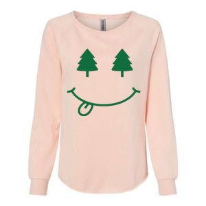 Christmas Smiley Holiday Womens California Wash Sweatshirt