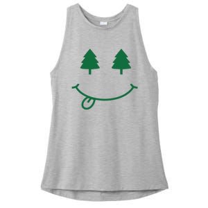 Christmas Smiley Holiday Ladies PosiCharge Tri-Blend Wicking Tank