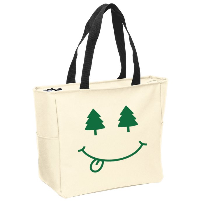 Christmas Smiley Holiday Zip Tote Bag