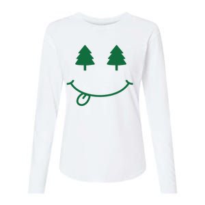 Christmas Smiley Holiday Womens Cotton Relaxed Long Sleeve T-Shirt