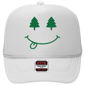 Christmas Smiley Holiday High Crown Mesh Back Trucker Hat