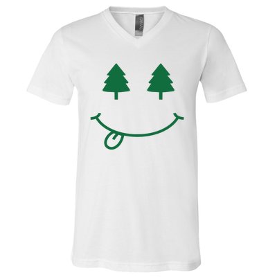 Christmas Smiley Holiday V-Neck T-Shirt