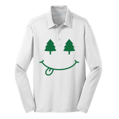 Christmas Smiley Holiday Silk Touch Performance Long Sleeve Polo