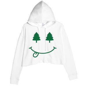 Christmas Smiley Holiday Crop Fleece Hoodie