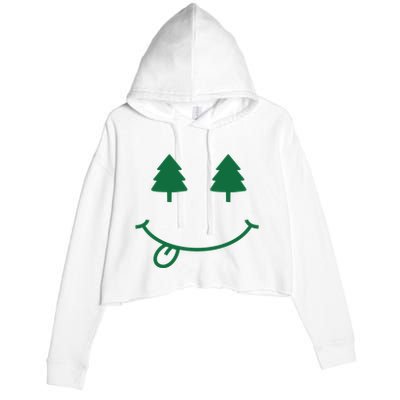 Christmas Smiley Holiday Crop Fleece Hoodie