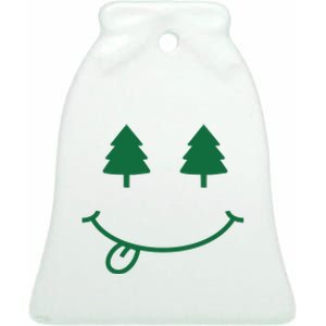 Christmas Smiley Holiday Ceramic Bell Ornament