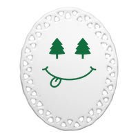 Christmas Smiley Holiday Ceramic Oval Ornament