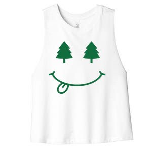 Christmas Smiley Holiday Women's Racerback Cropped Tank