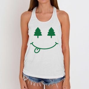 Christmas Smiley Holiday Women's Knotted Racerback Tank