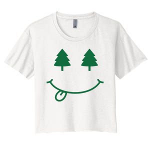 Christmas Smiley Holiday Women's Crop Top Tee