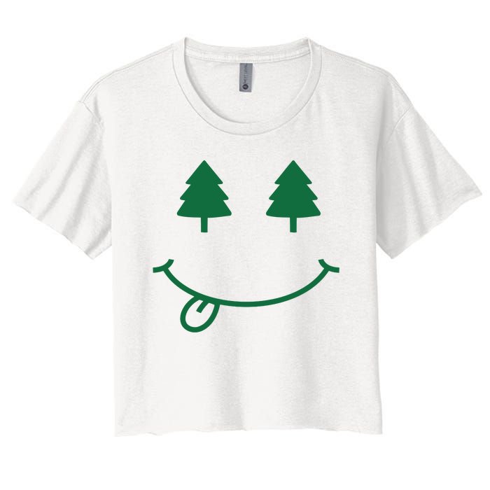 Christmas Smiley Holiday Women's Crop Top Tee