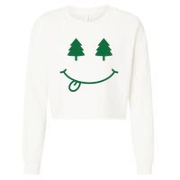 Christmas Smiley Holiday Cropped Pullover Crew