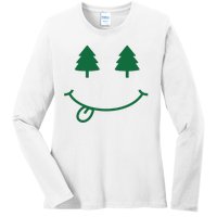 Christmas Smiley Holiday Ladies Long Sleeve Shirt