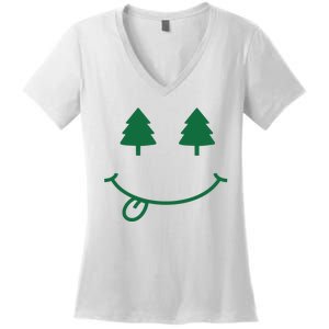 Christmas Smiley Holiday Women's V-Neck T-Shirt