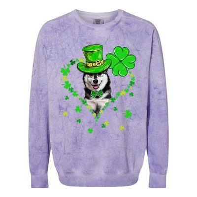 Cute Siberian Husky Saint Patrick's Day Dogs Dad Mom Colorblast Crewneck Sweatshirt