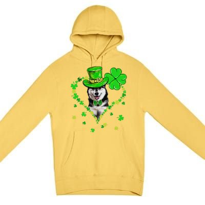 Cute Siberian Husky Saint Patrick's Day Dogs Dad Mom Premium Pullover Hoodie