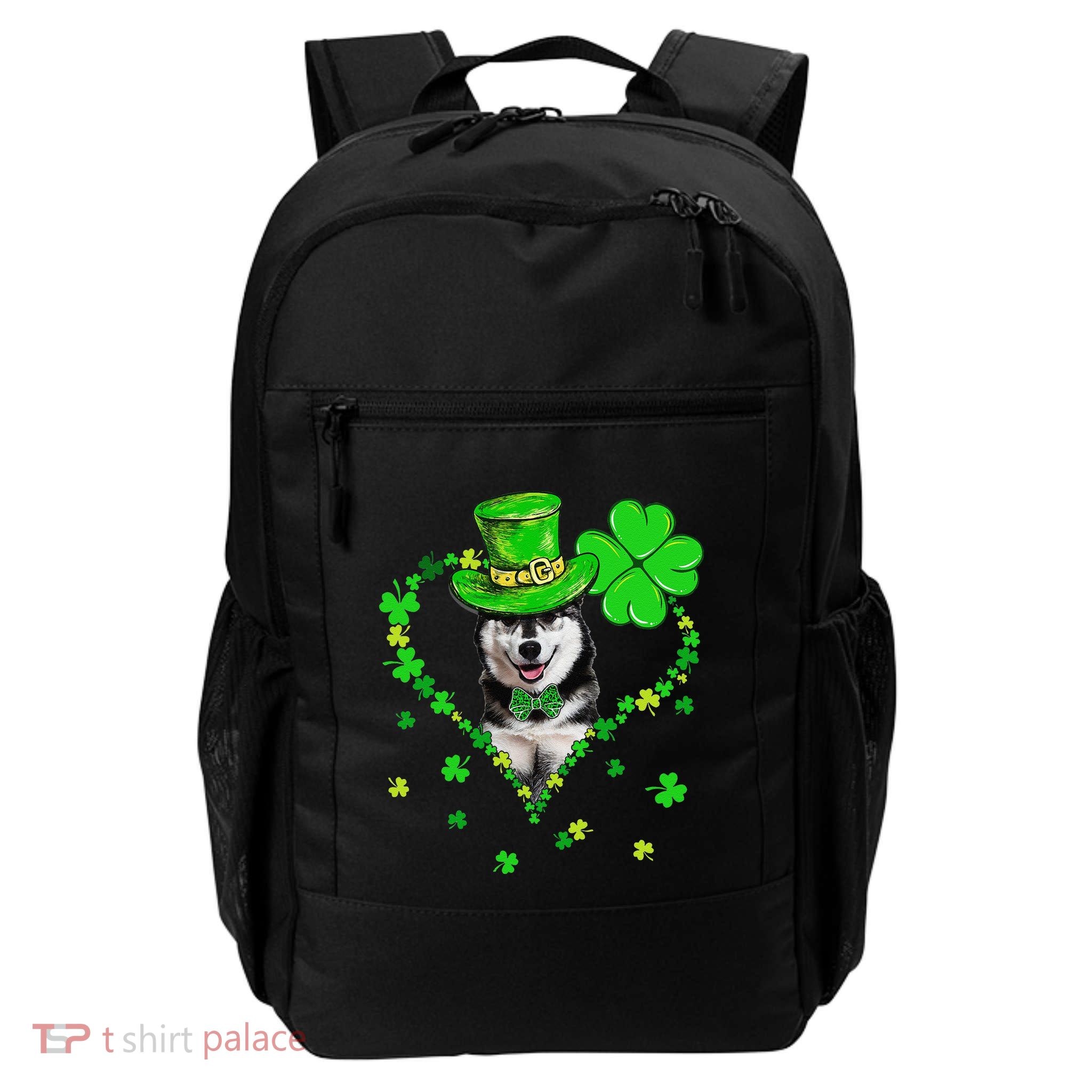 Cute Siberian Husky Saint Patrick's Day Dogs Dad Mom Backpack