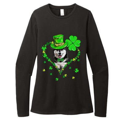 Cute Siberian Husky Saint Patrick's Day Dogs Dad Mom Womens CVC Long Sleeve Shirt