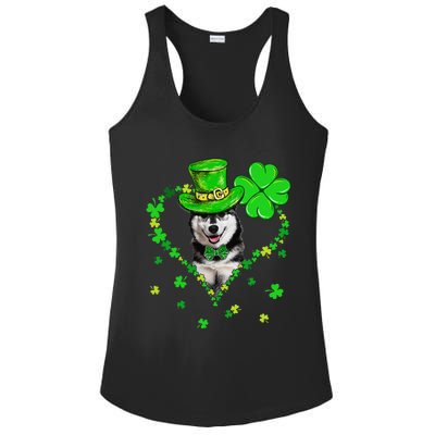 Cute Siberian Husky Saint Patrick's Day Dogs Dad Mom Ladies PosiCharge Competitor Racerback Tank