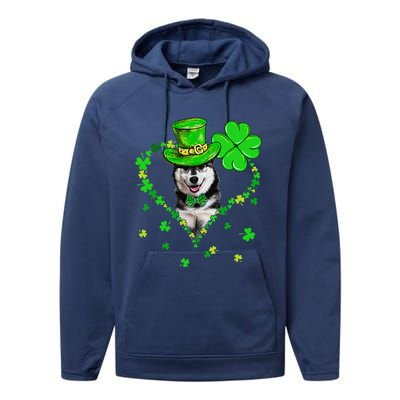 Cute Siberian Husky Saint Patrick's Day Dogs Dad Mom Performance Fleece Hoodie