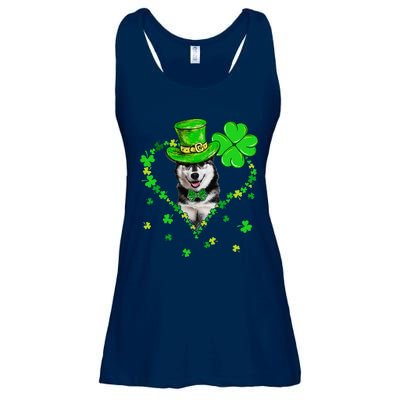 Cute Siberian Husky Saint Patrick's Day Dogs Dad Mom Ladies Essential Flowy Tank