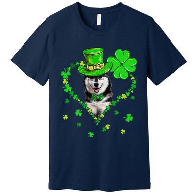 Cute Siberian Husky Saint Patrick's Day Dogs Dad Mom Premium T-Shirt