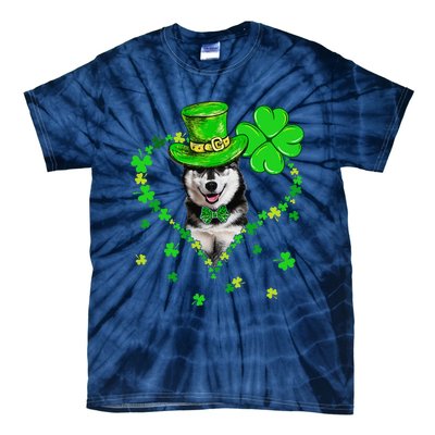 Cute Siberian Husky Saint Patrick's Day Dogs Dad Mom Tie-Dye T-Shirt