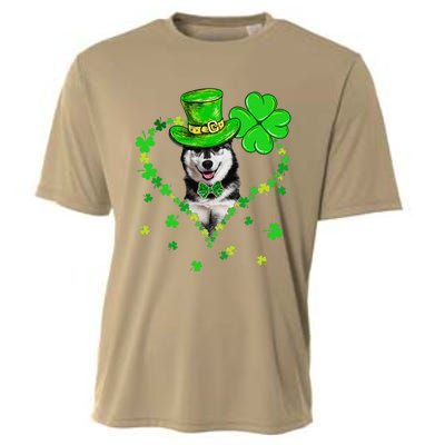 Cute Siberian Husky Saint Patrick's Day Dogs Dad Mom Cooling Performance Crew T-Shirt