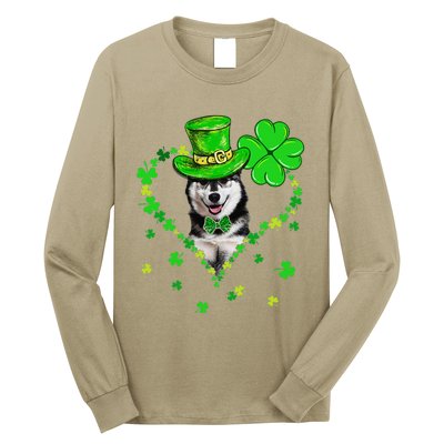 Cute Siberian Husky Saint Patrick's Day Dogs Dad Mom Long Sleeve Shirt