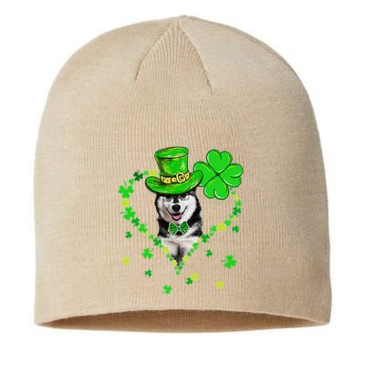 Cute Siberian Husky Saint Patrick's Day Dogs Dad Mom Sustainable Beanie