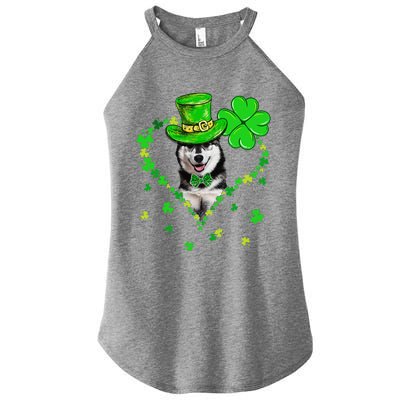 Cute Siberian Husky Saint Patrick's Day Dogs Dad Mom Women’s Perfect Tri Rocker Tank