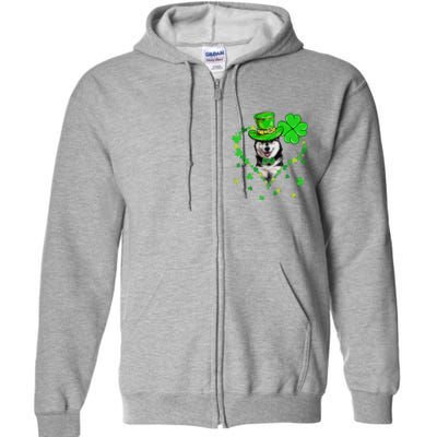 Cute Siberian Husky Saint Patrick's Day Dogs Dad Mom Full Zip Hoodie