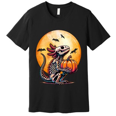 Cute Skeleton Halloween Axolotl Happy Halloween Premium T-Shirt