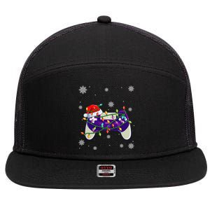 Christmas Santa Hat Video Gamer Controller Xmas Cute Gift 7 Panel Mesh Trucker Snapback Hat