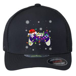 Christmas Santa Hat Video Gamer Controller Xmas Cute Gift Flexfit Unipanel Trucker Cap