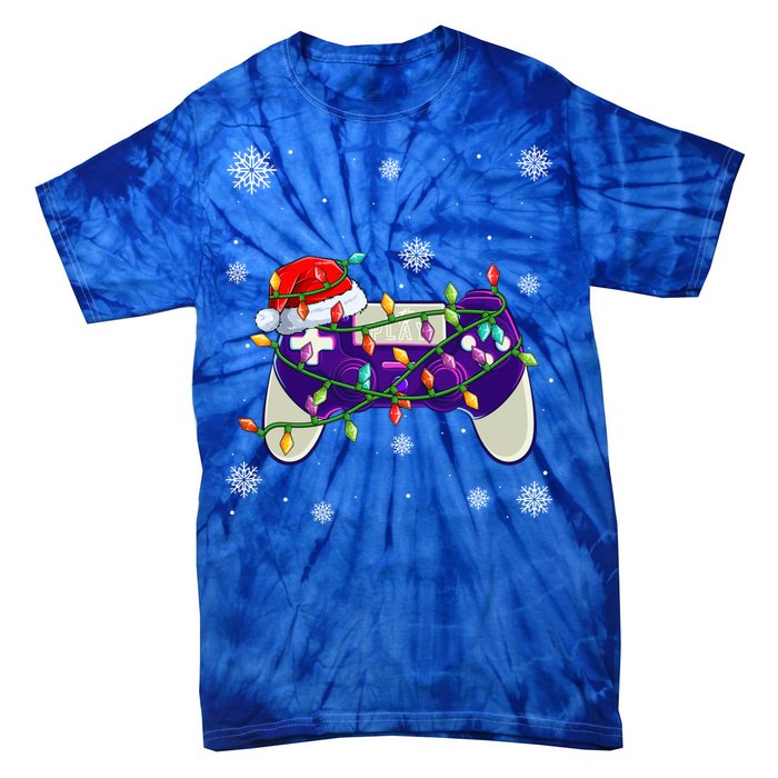 Christmas Santa Hat Video Gamer Controller Xmas Cute Gift Tie-Dye T-Shirt