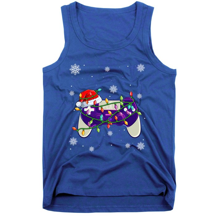 Christmas Santa Hat Video Gamer Controller Xmas Cute Gift Tank Top