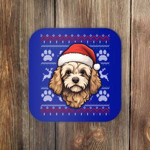 Cavapoo Santa Hat Christmas Funny Dog Mom Dad Gift Coaster