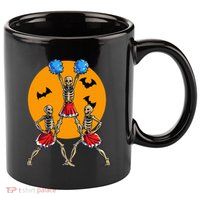 Cheerleading Skeleton Halloween Cheer Skeleton Cheerleader 11oz C Handle Ceramic Mug