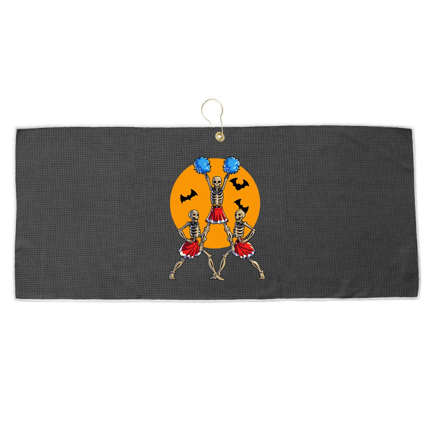 Cheerleading Skeleton Halloween Cheer Skeleton Cheerleader Large Microfiber Waffle Golf Towel