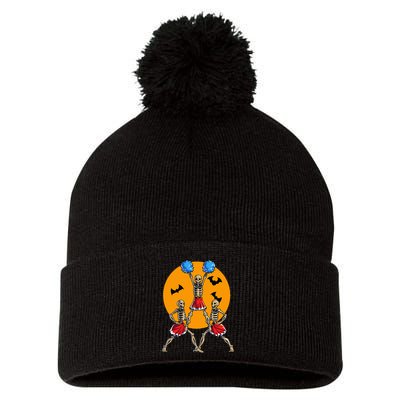 Cheerleading Skeleton Halloween Cheer Skeleton Cheerleader Pom Pom 12in Knit Beanie