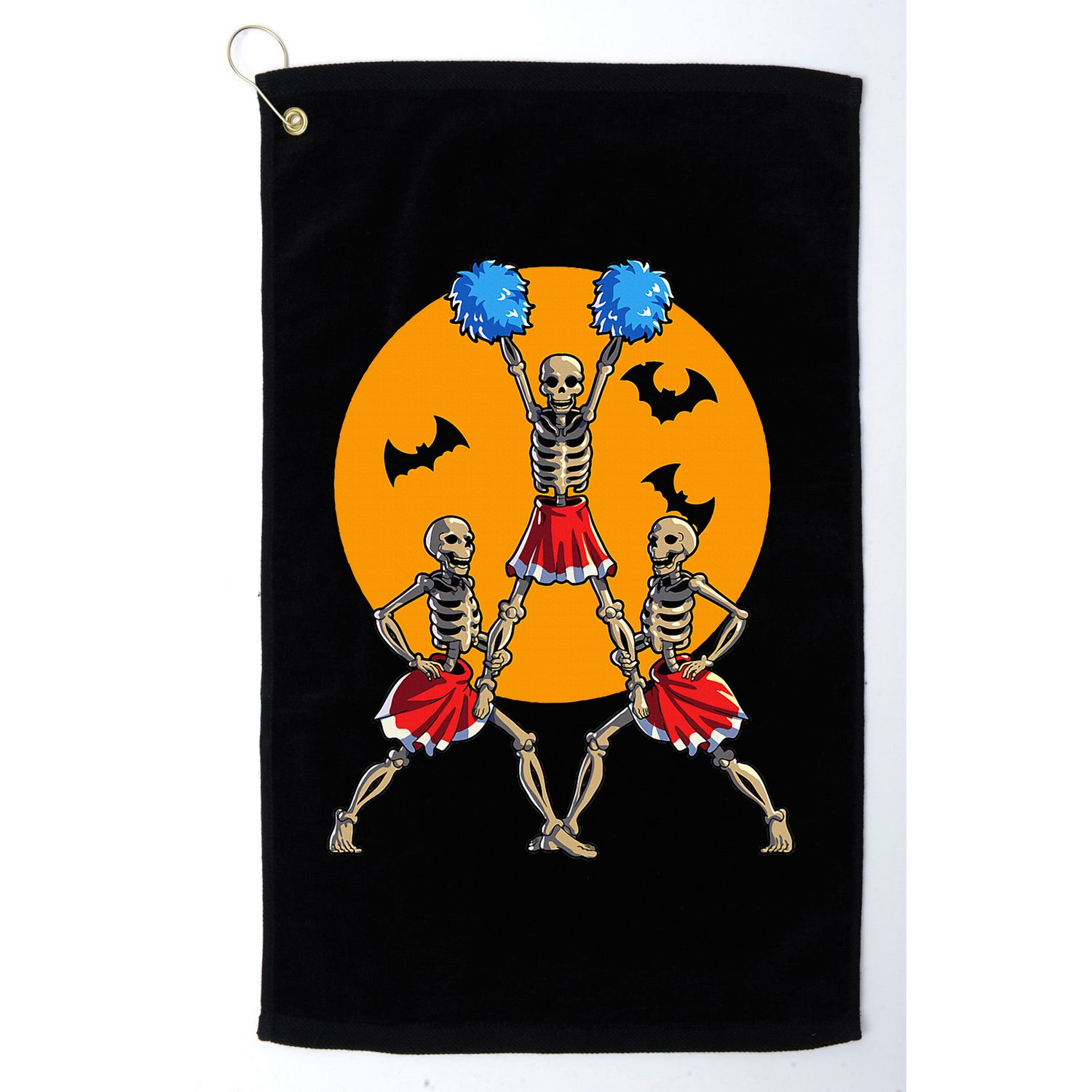 Cheerleading Skeleton Halloween Cheer Skeleton Cheerleader Golf Towel