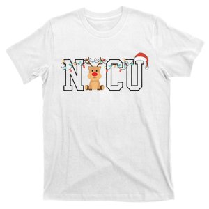 Cute Santa Hat Reindeer Christmas Light Xmas Nicu Nurse T-Shirt