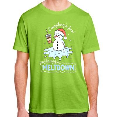 Christmas Santa Hat Snowman Everythings Fine Just Having Meltdown Winter Gift Adult ChromaSoft Performance T-Shirt