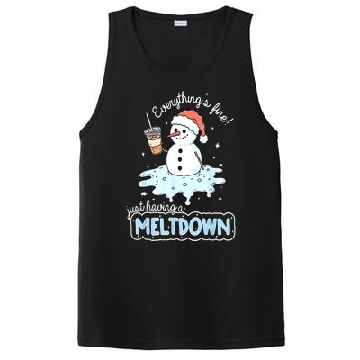 Christmas Santa Hat Snowman Everythings Fine Just Having Meltdown Winter Gift PosiCharge Competitor Tank