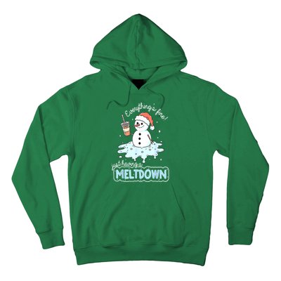 Christmas Santa Hat Snowman Everythings Fine Just Having Meltdown Winter Gift Hoodie