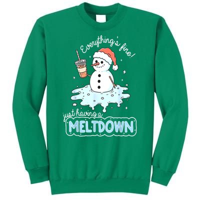 Christmas Santa Hat Snowman Everythings Fine Just Having Meltdown Winter Gift Sweatshirt