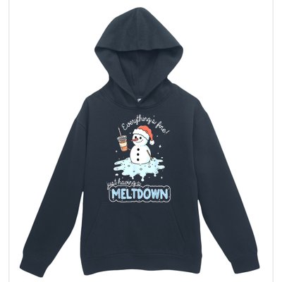 Christmas Santa Hat Snowman Everythings Fine Just Having Meltdown Winter Gift Urban Pullover Hoodie