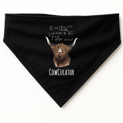 Cowculator Scottish Highland Cattle Animal Math Numbers USA-Made Doggie Bandana