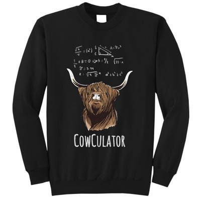 Cowculator Scottish Highland Cattle Animal Math Numbers Sweatshirt